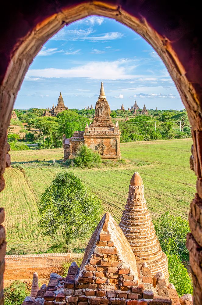 Buddhist temples, Bagan, Myanmar. Vertical temples.
